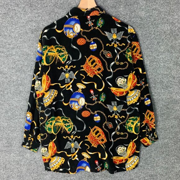VTG RARE Saks Fifth Avenue Real Clothe 100% Silk Small Button down Printed Shirt - Picture 2 of 9